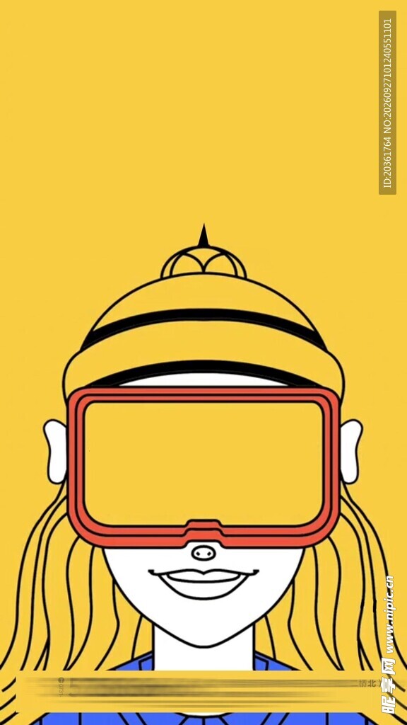戴VR眼镜的卡通人像