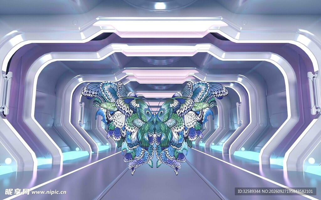未来感科幻隧道空间