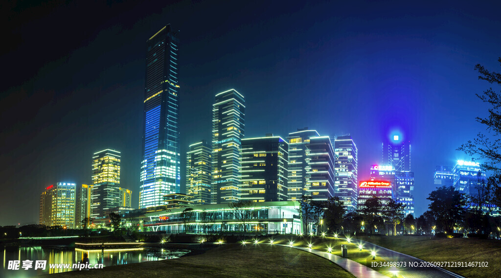 城市滨水夜景