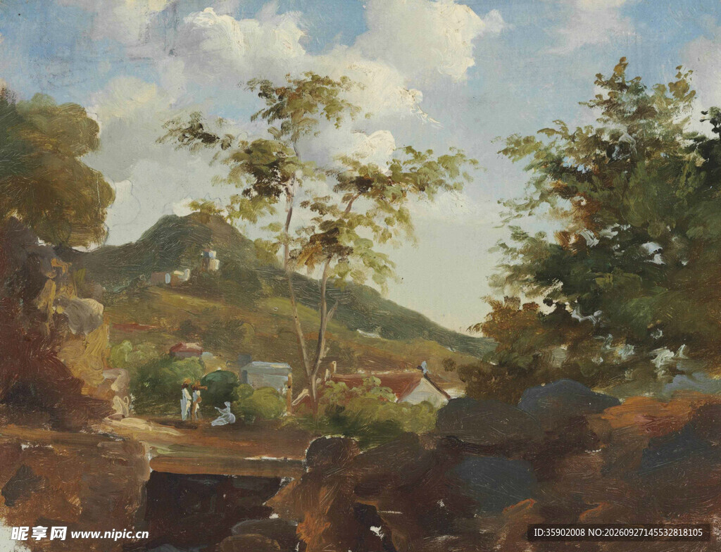 郊野乡村风景油画