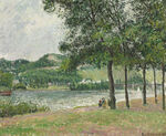 河畔郊野风景油画