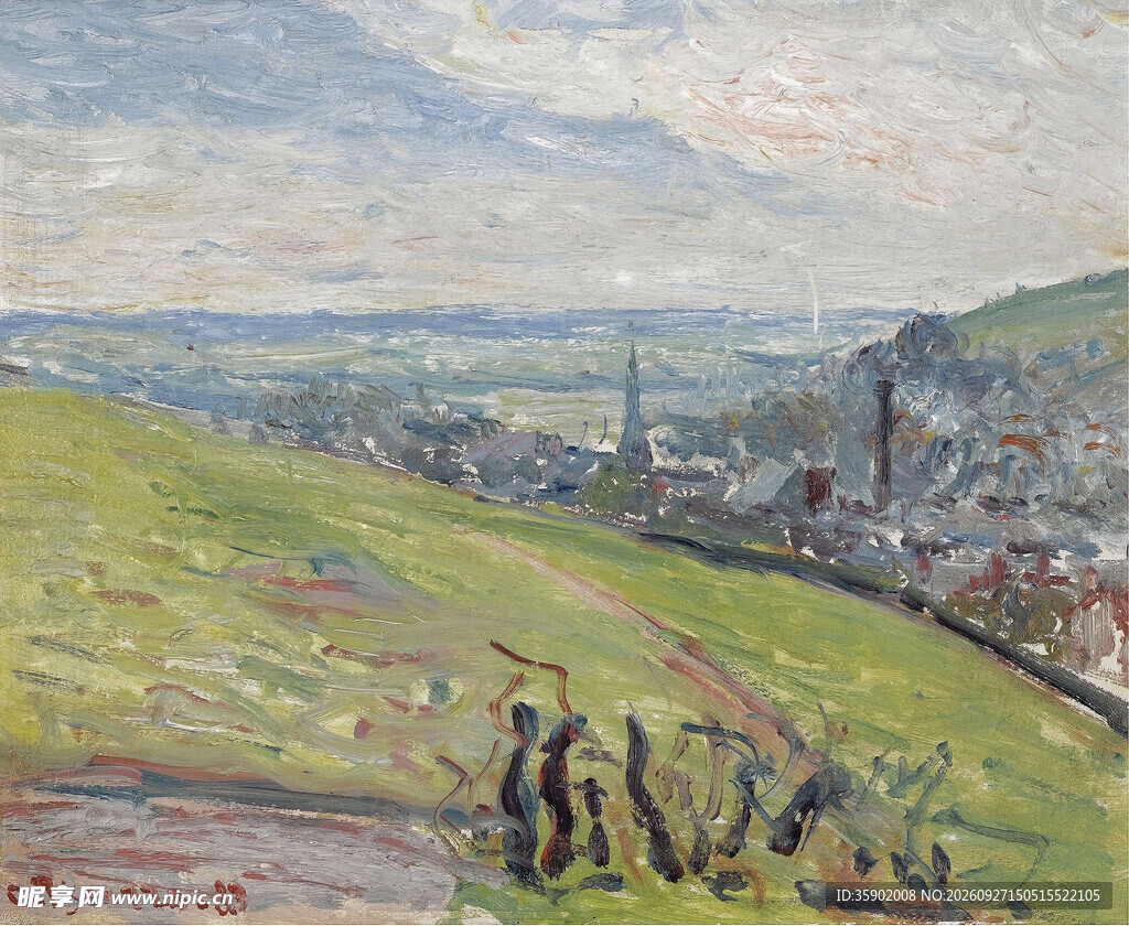 郊野小镇风景油画