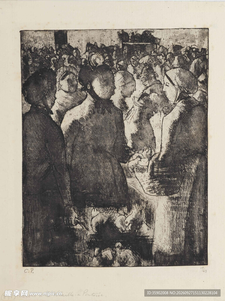 复古市井人物版画