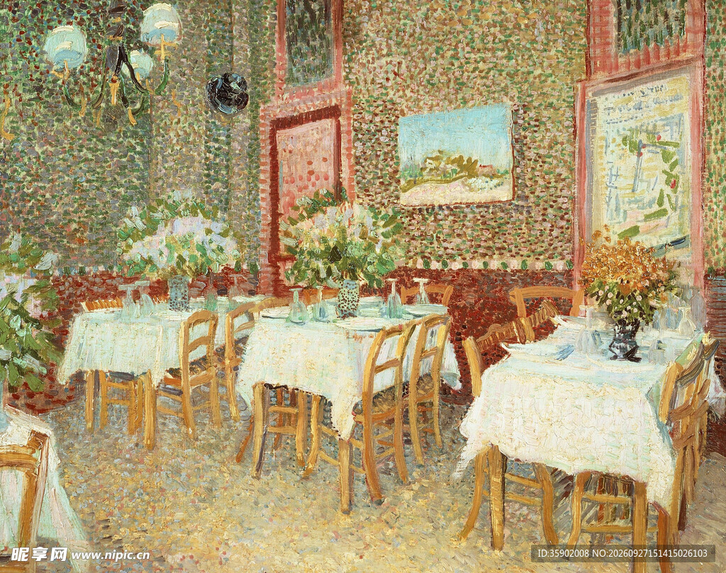 印象派餐厅室内油画