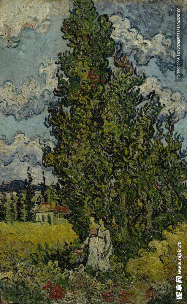 郊野风景人物油画