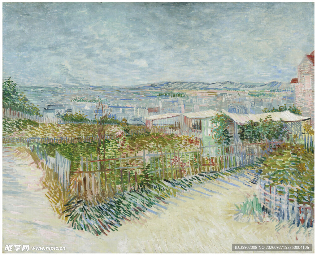 河畔郊野风景油画