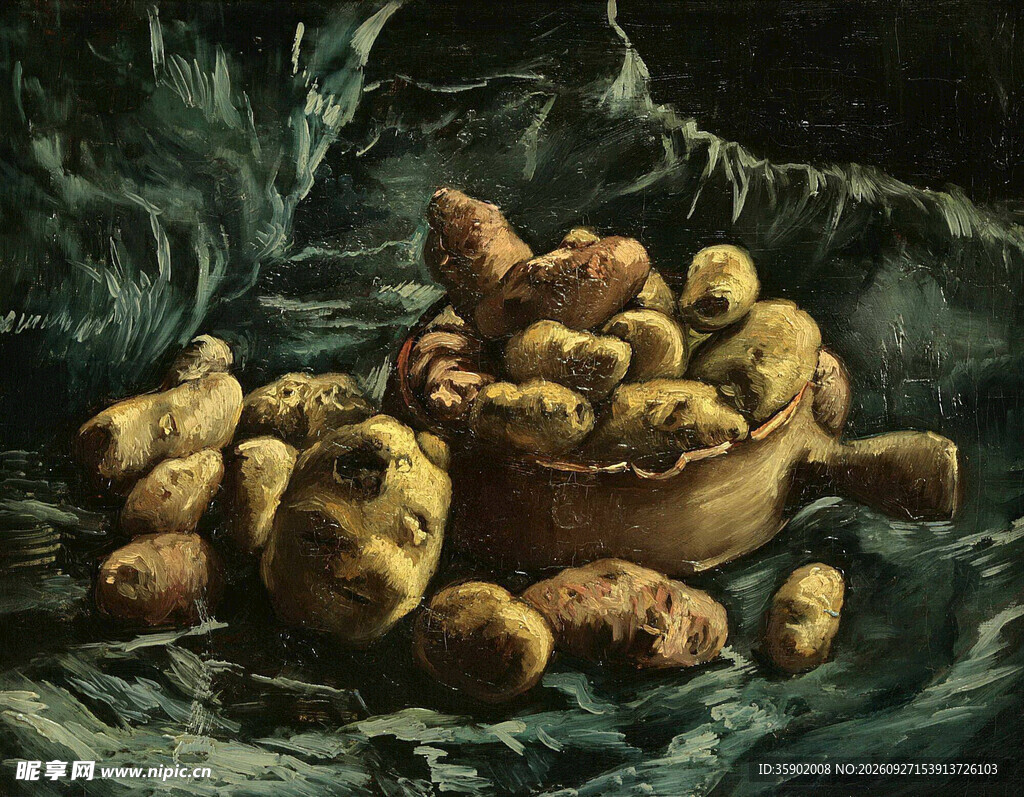 土豆静物油画