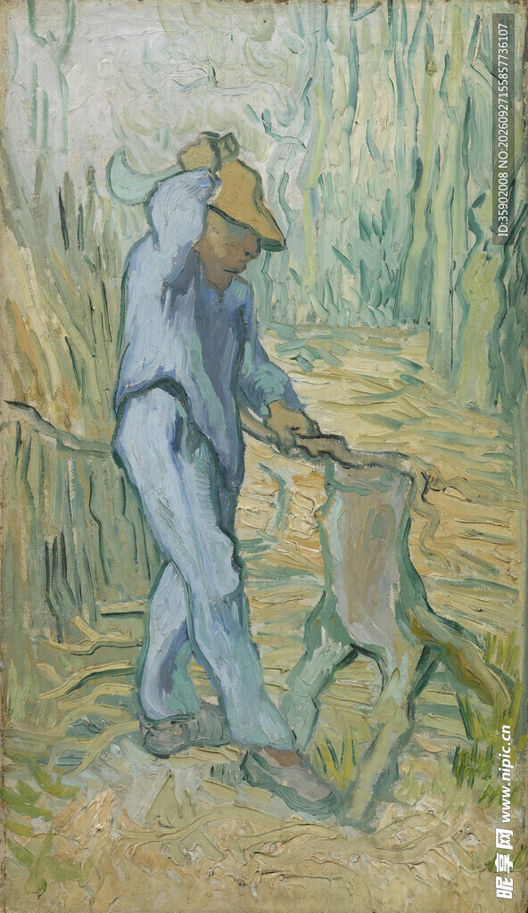 田间劳作的农夫油画