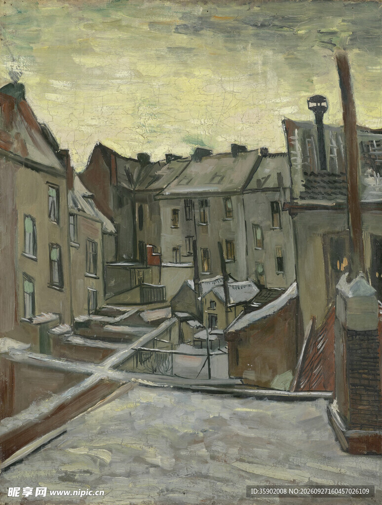 老城街巷风景油画