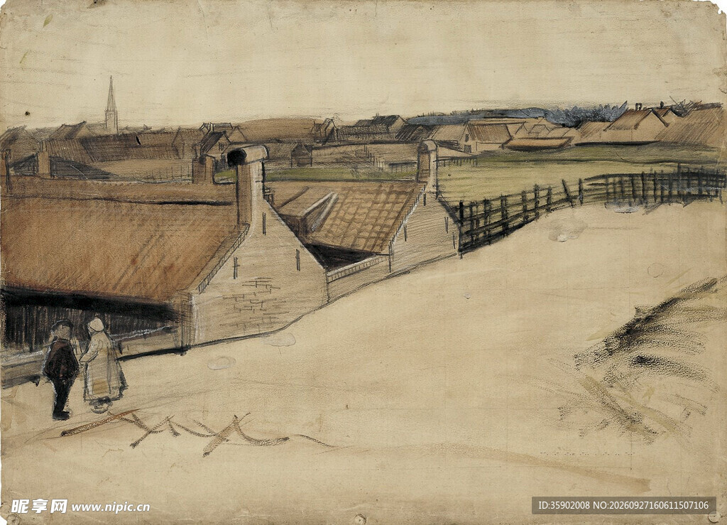 复古乡村郊野风景画