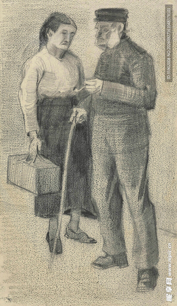 复古版画出行男女