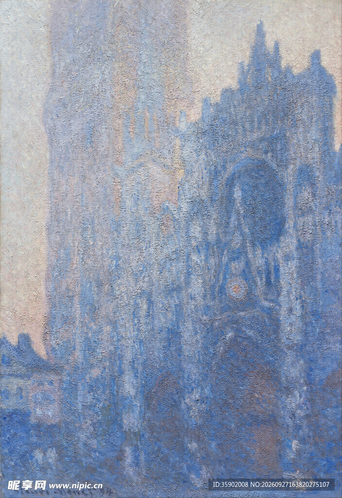 雾中城市印象风景油画