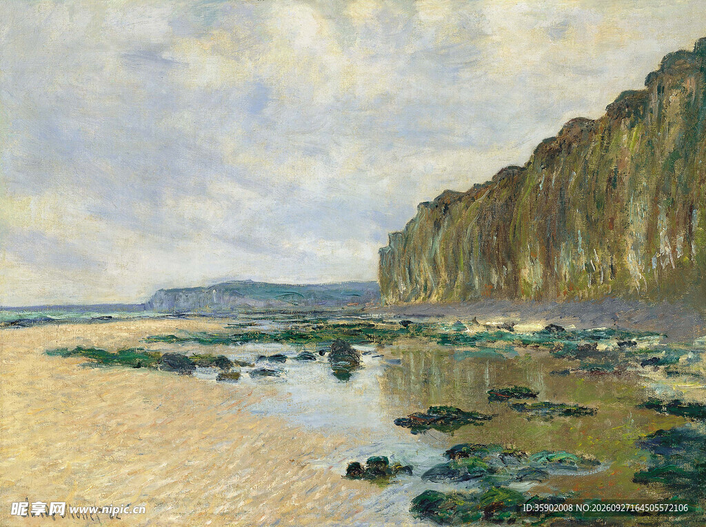 海岸悬崖风景油画