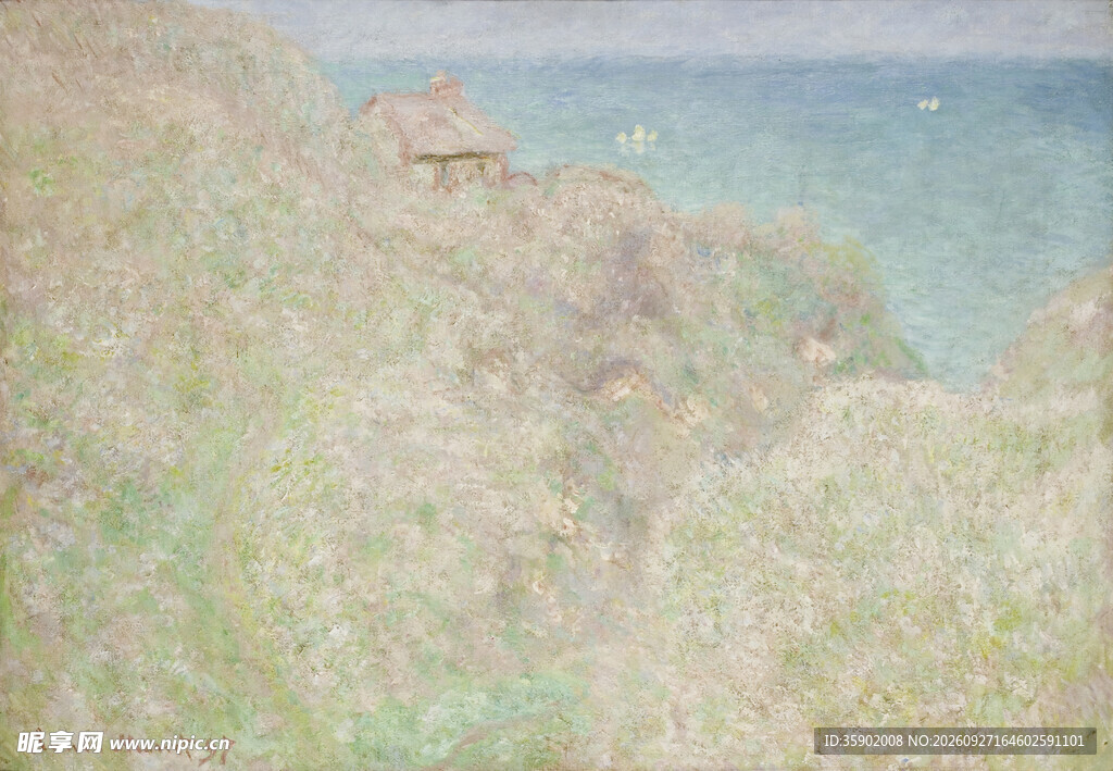 朦胧海岸风景油画
