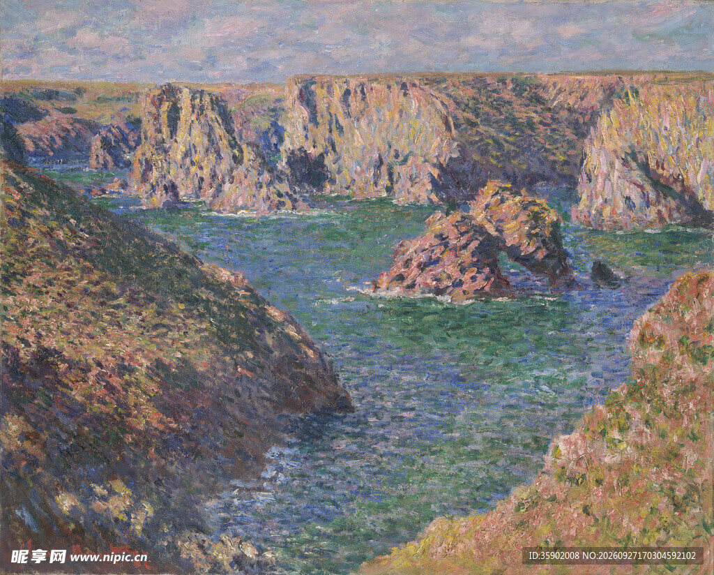 印象派海岸风景油画