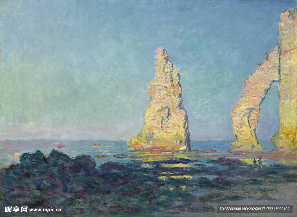 印象派海岸风景油画