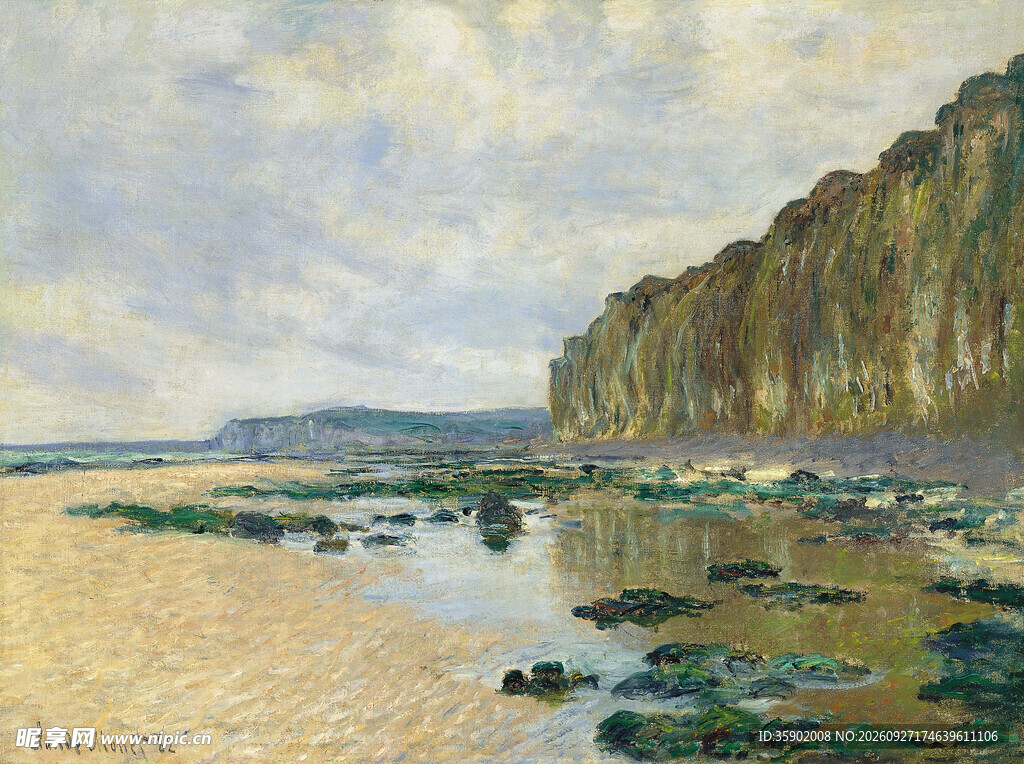海岸悬崖风景油画