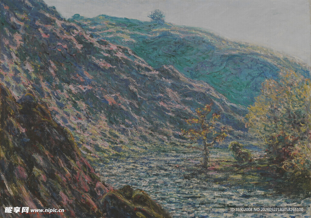 印象派河畔风景油画
