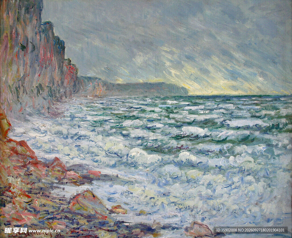 印象派海岸风景油画