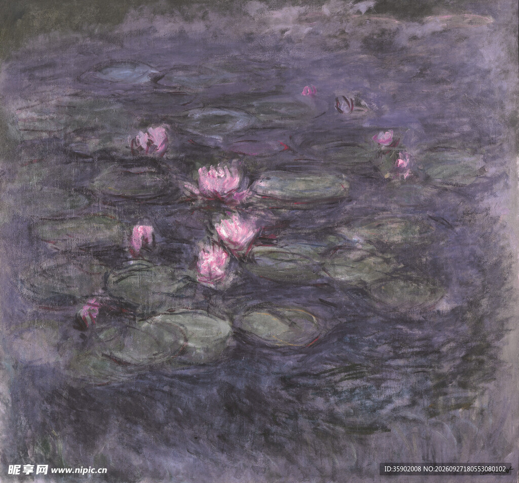 莫奈风格睡莲油画