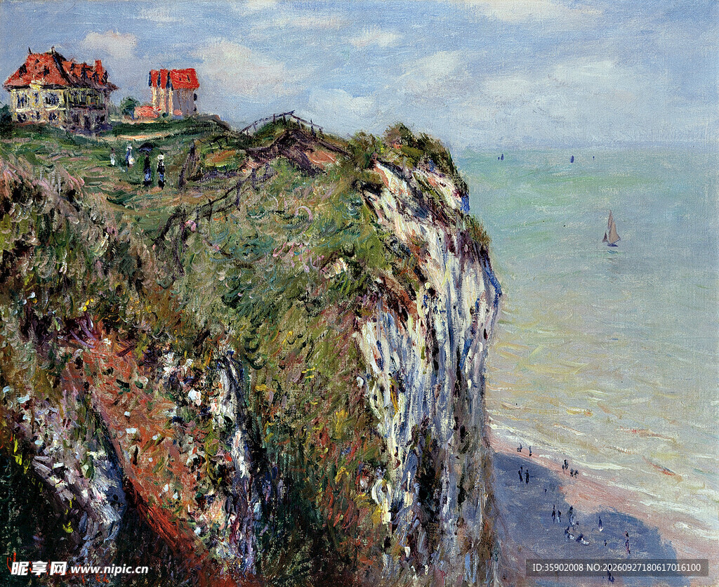 海岸悬崖风景油画