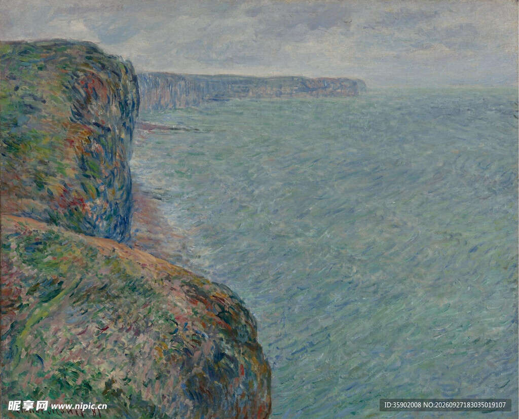 海岸悬崖风景油画