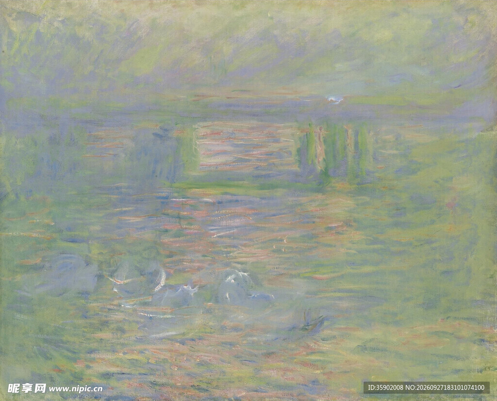 印象派河畔水景油画