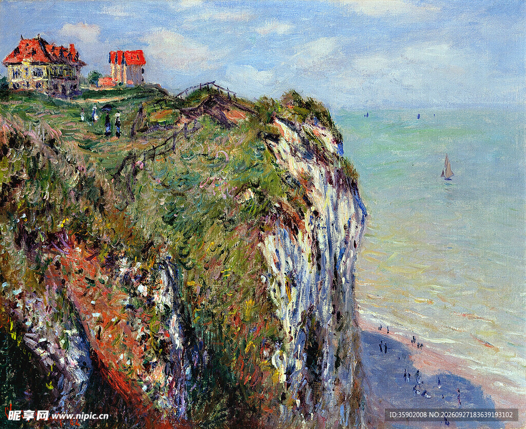海岸悬崖风景油画