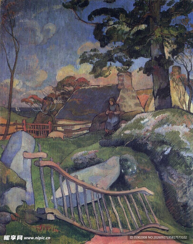 郊野乡村风景油画