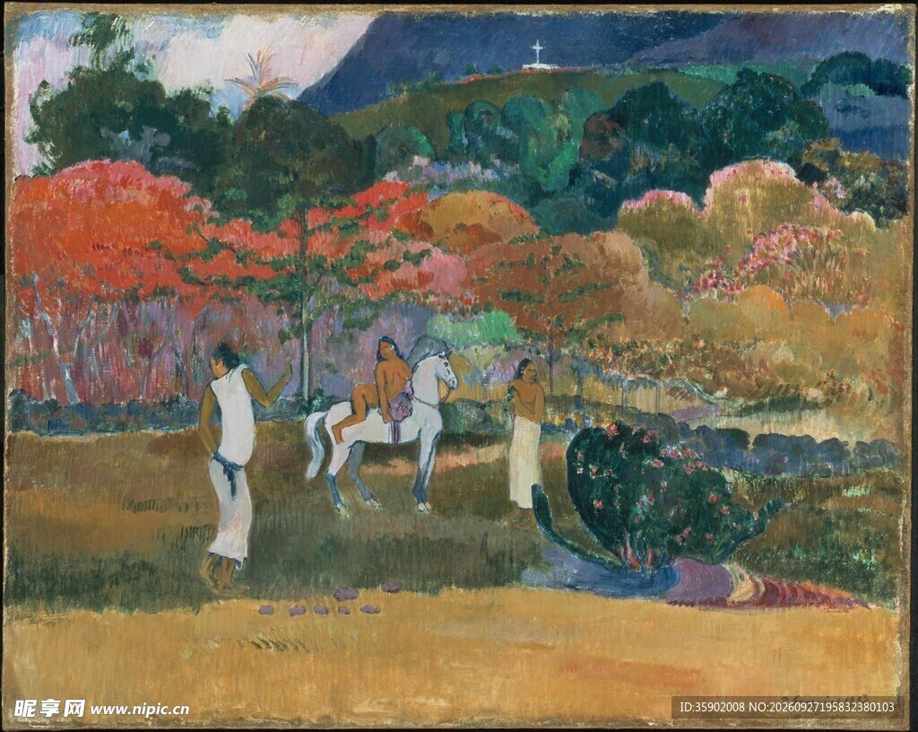 塔希提风情风景油画