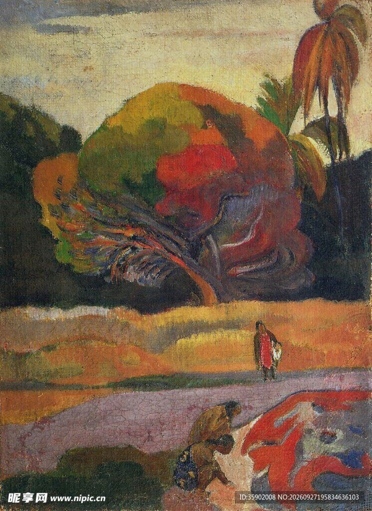 高更风格热带风景油画
