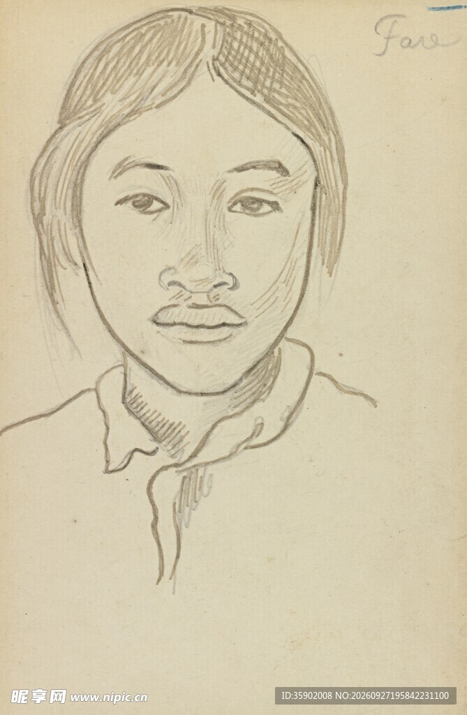 女性人物素描肖像