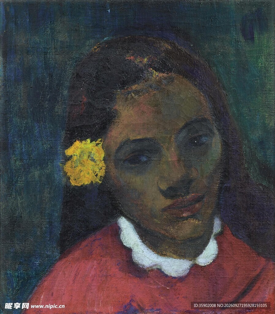 塔希提女子肖像油画
