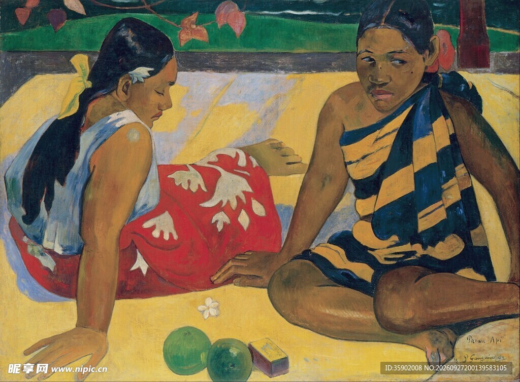 热带风情人物油画