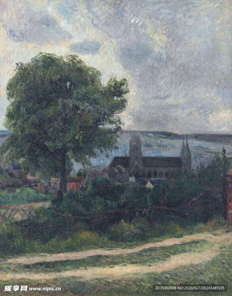 郊野乡村风景油画