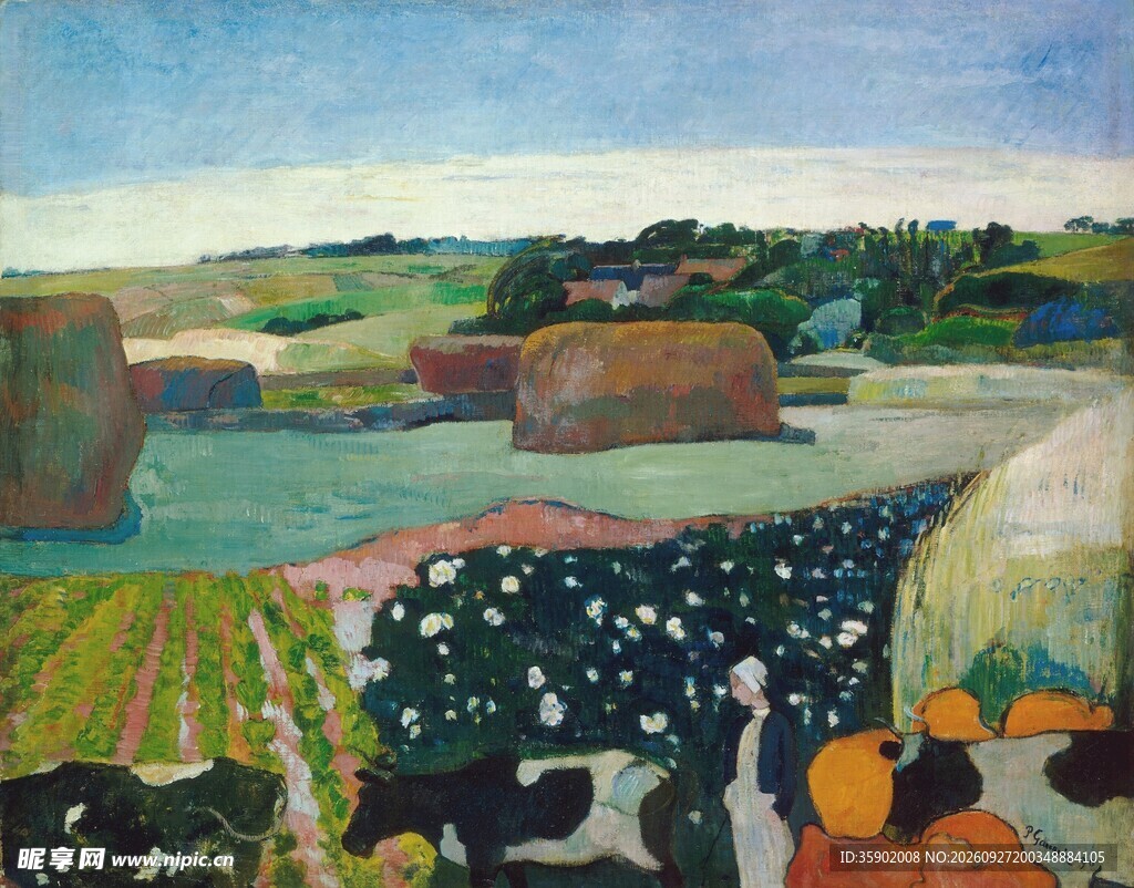 乡野田园风景油画