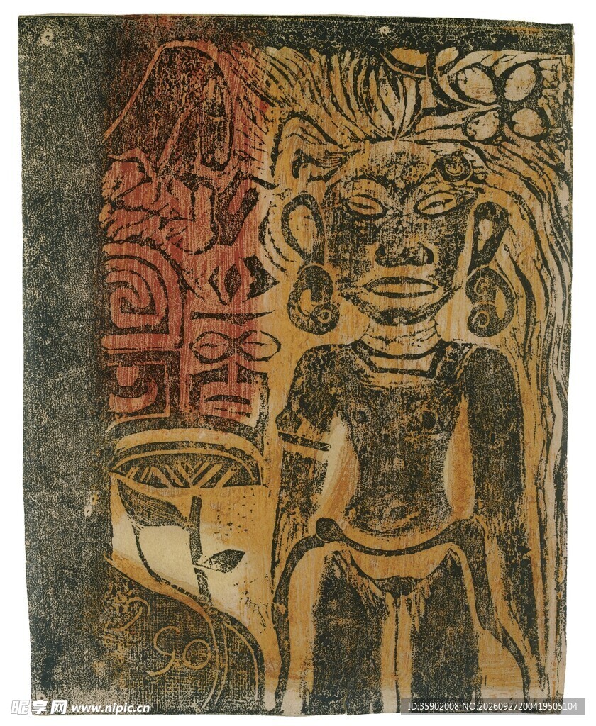 古朴原始人物版画