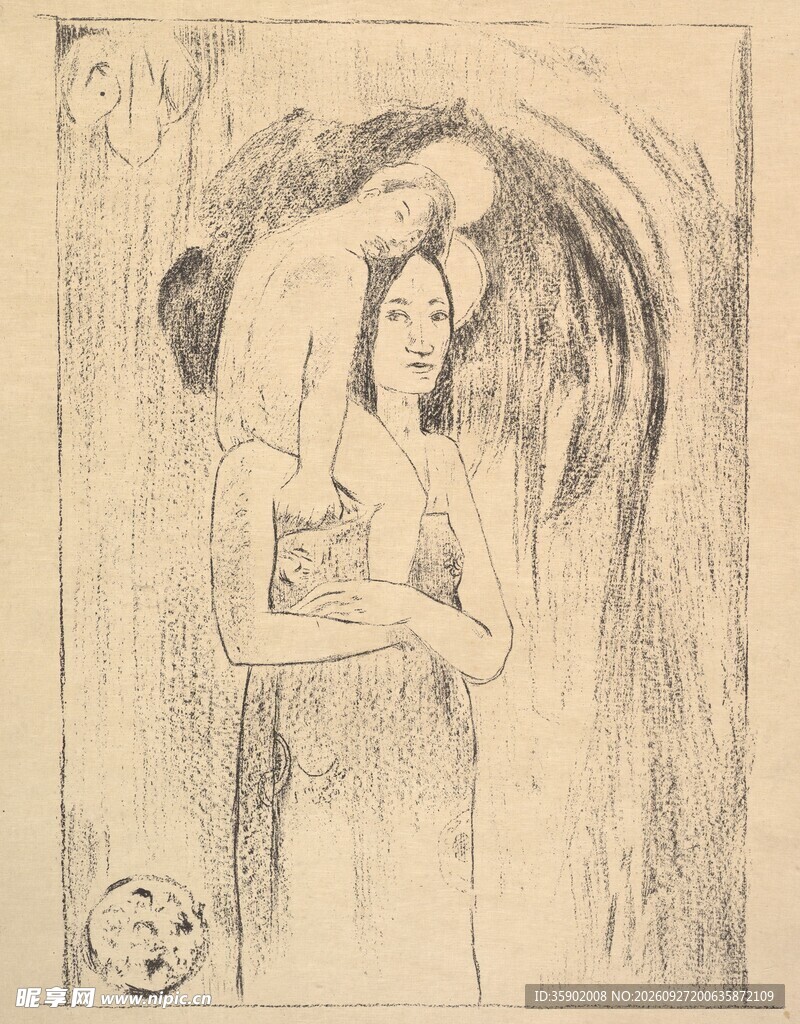 复古素描梳妆女子