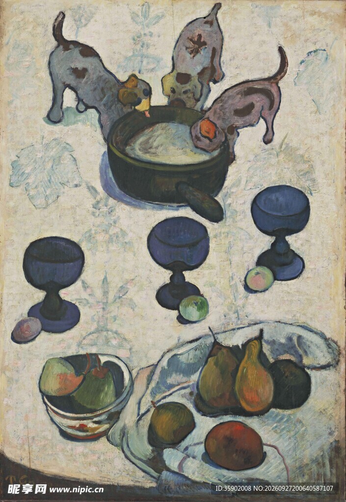 桌面水果静物油画