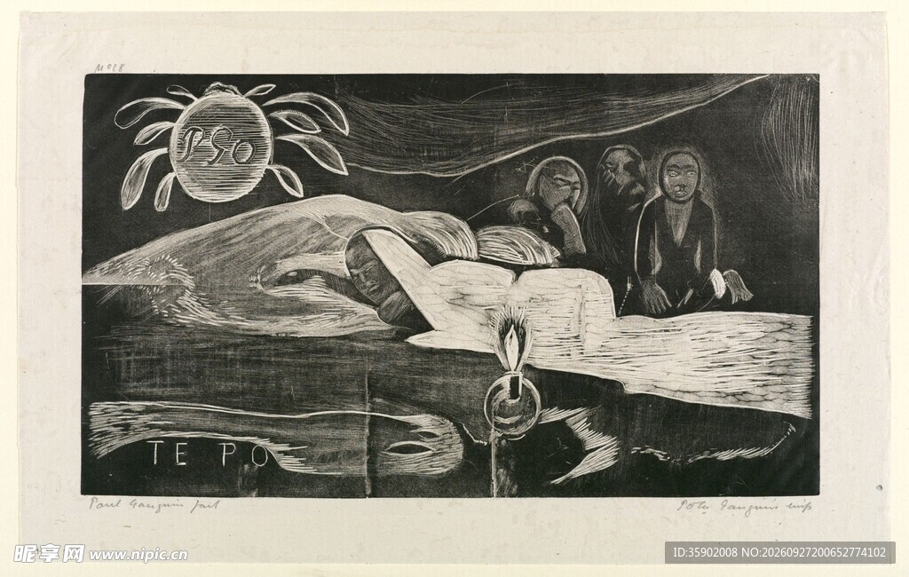 复古黑白海景版画
