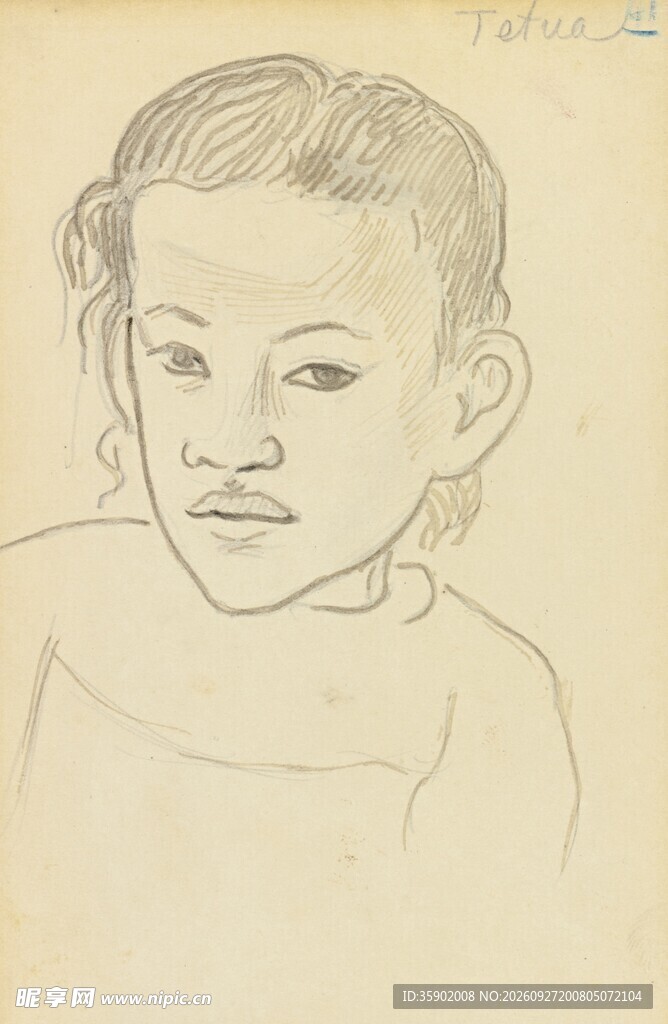 高更孩童肖像素描手稿