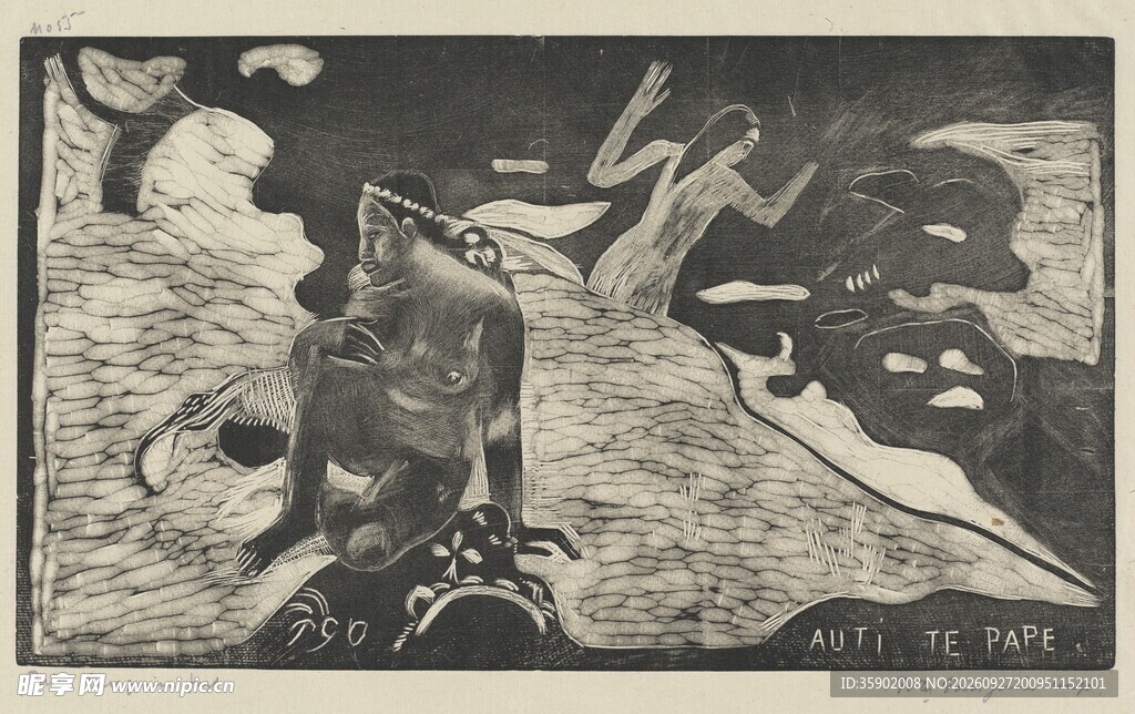 复古黑白抽象版画