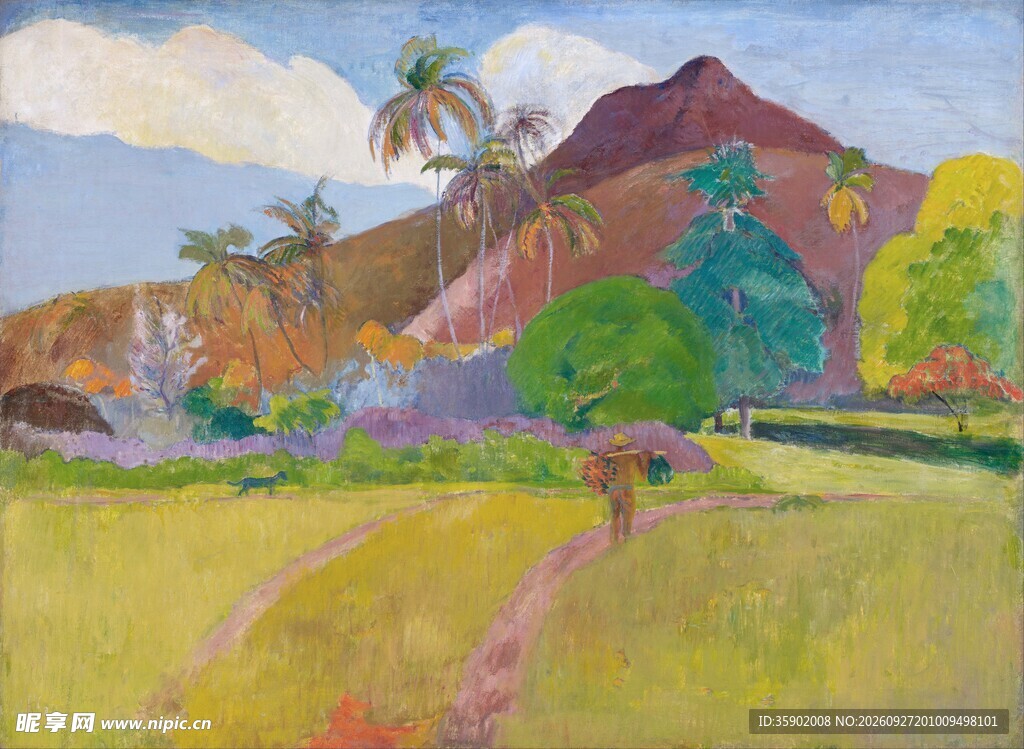 热带山野风景油画