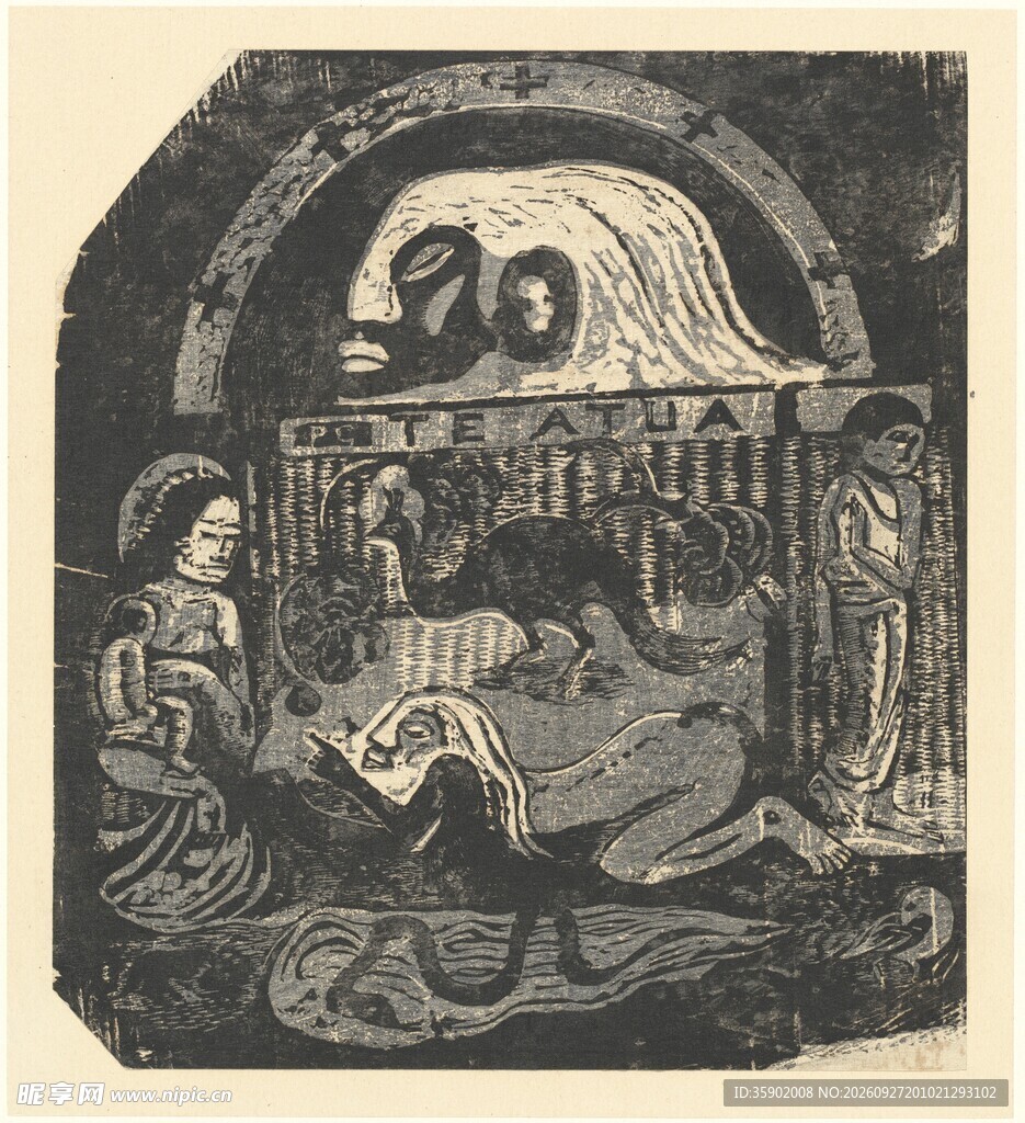 古版画人物场景图案