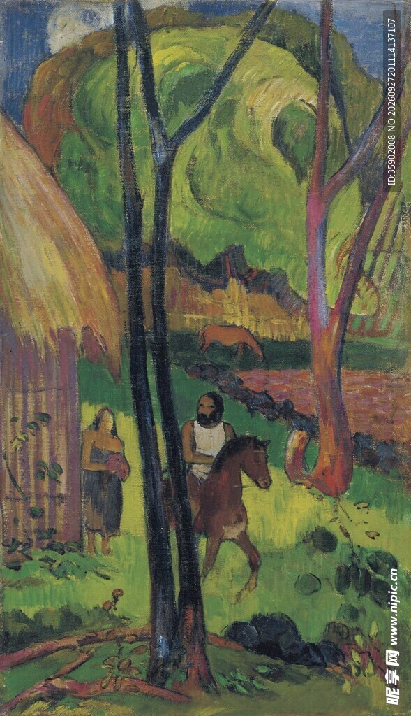 林间乡野风景油画