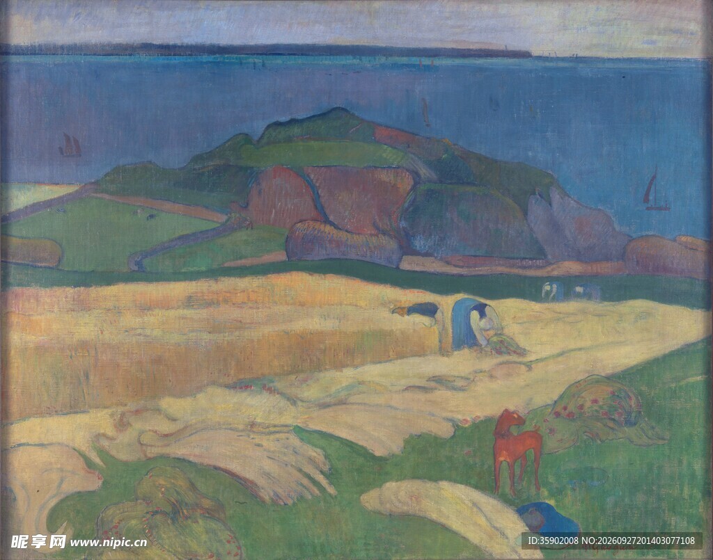 海岸郊野风景油画