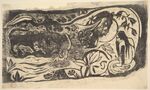 高更复古抽象风景版画