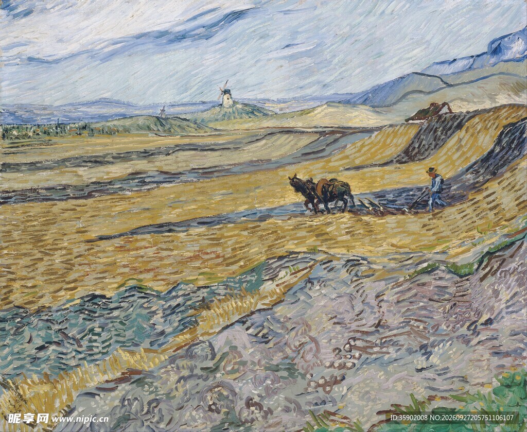 梵高麦田风景油画
