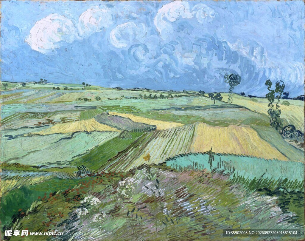 郊野田园风景油画