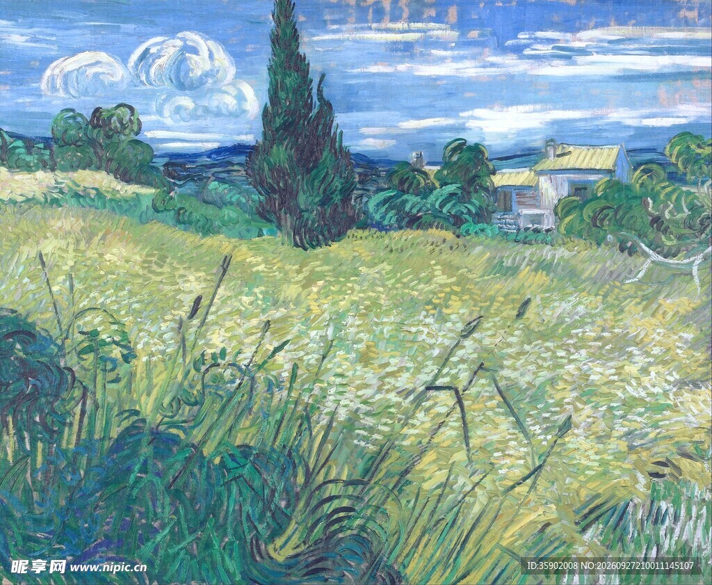 梵高麦田风景油画